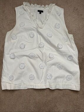 Talbots Cream Sleeveless Eyelet Floral Top